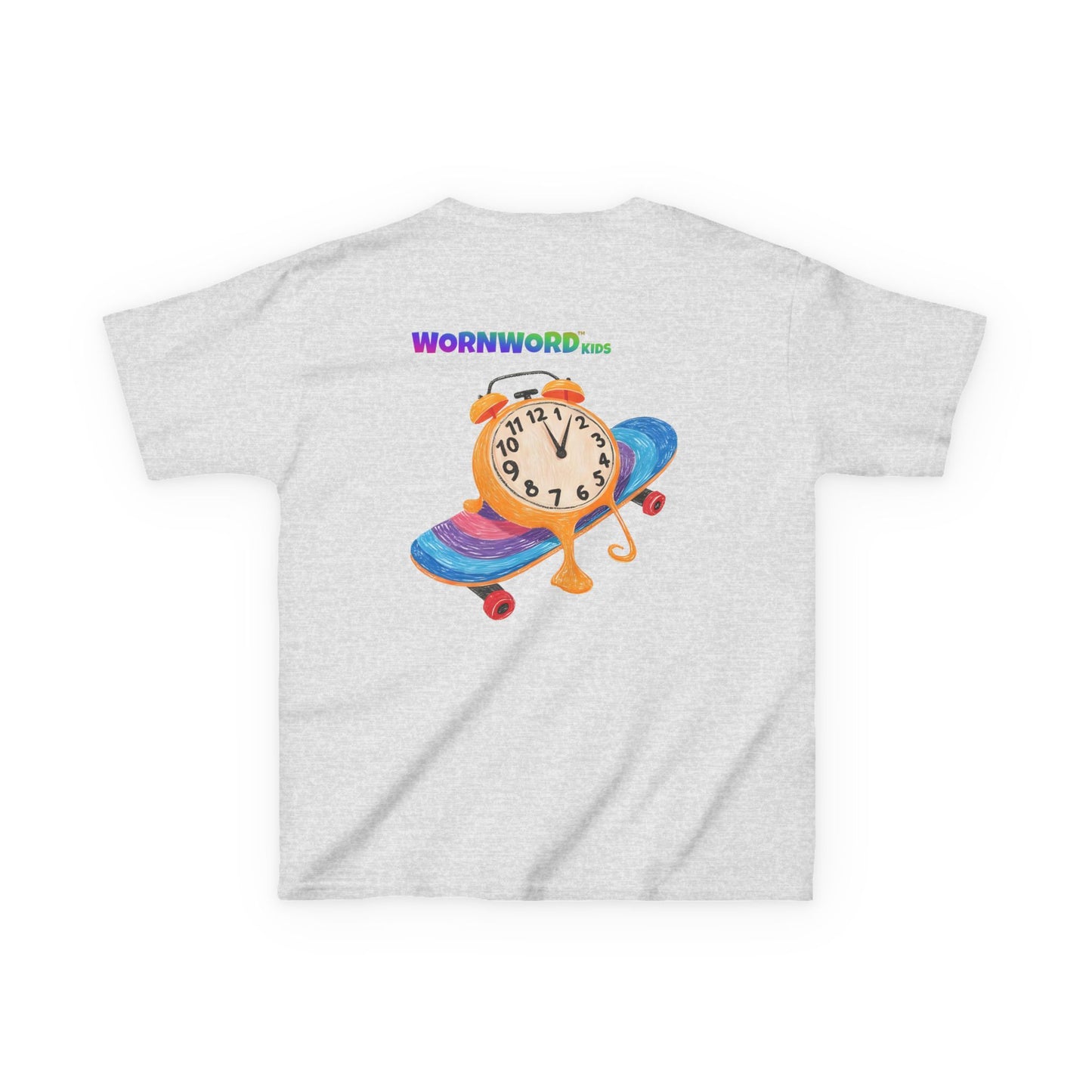 WORNWORD Kids Mid-Weight Tee - Melting Clock “Skate Through Time!”