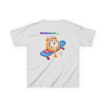 WORNWORD Kids Mid-Weight Tee - Melting Clock “Skate Through Time!”
