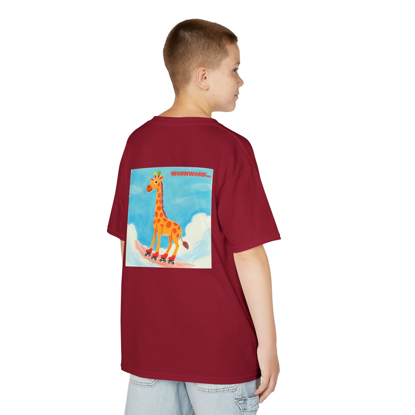 WORNWORD Kids Mid-Weight Tee - Giraffe "Roll High. Dream Bright!"
