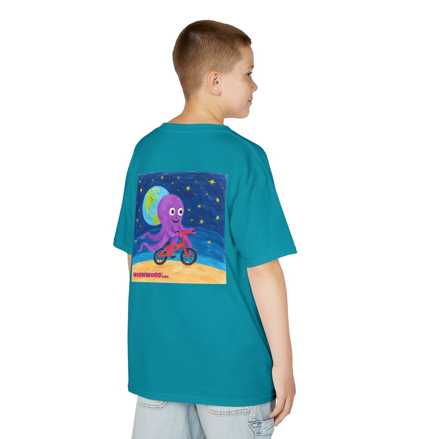 WORNWORD Kids Mid-Weight Tee - Octopus "Ride the Moon. Rule the Waves!"