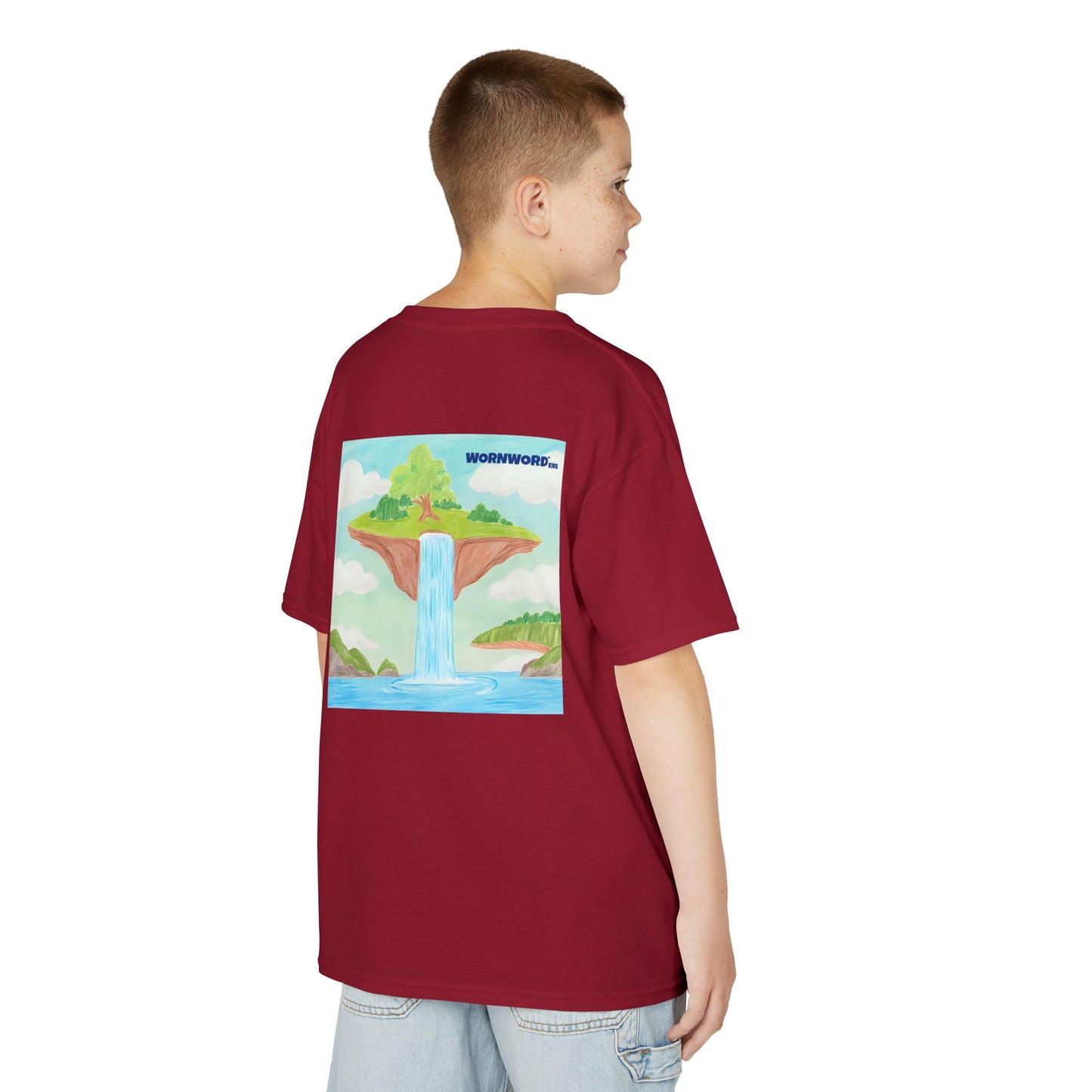 WORNWORD Kids Mid-Weight Tee - Waterfall Islands “Sky’s the Splash Limit!”