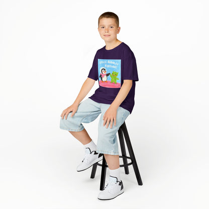 WORNWORD Kids Mid-Weight Tee - Penguin "Space Buddies Forever!"