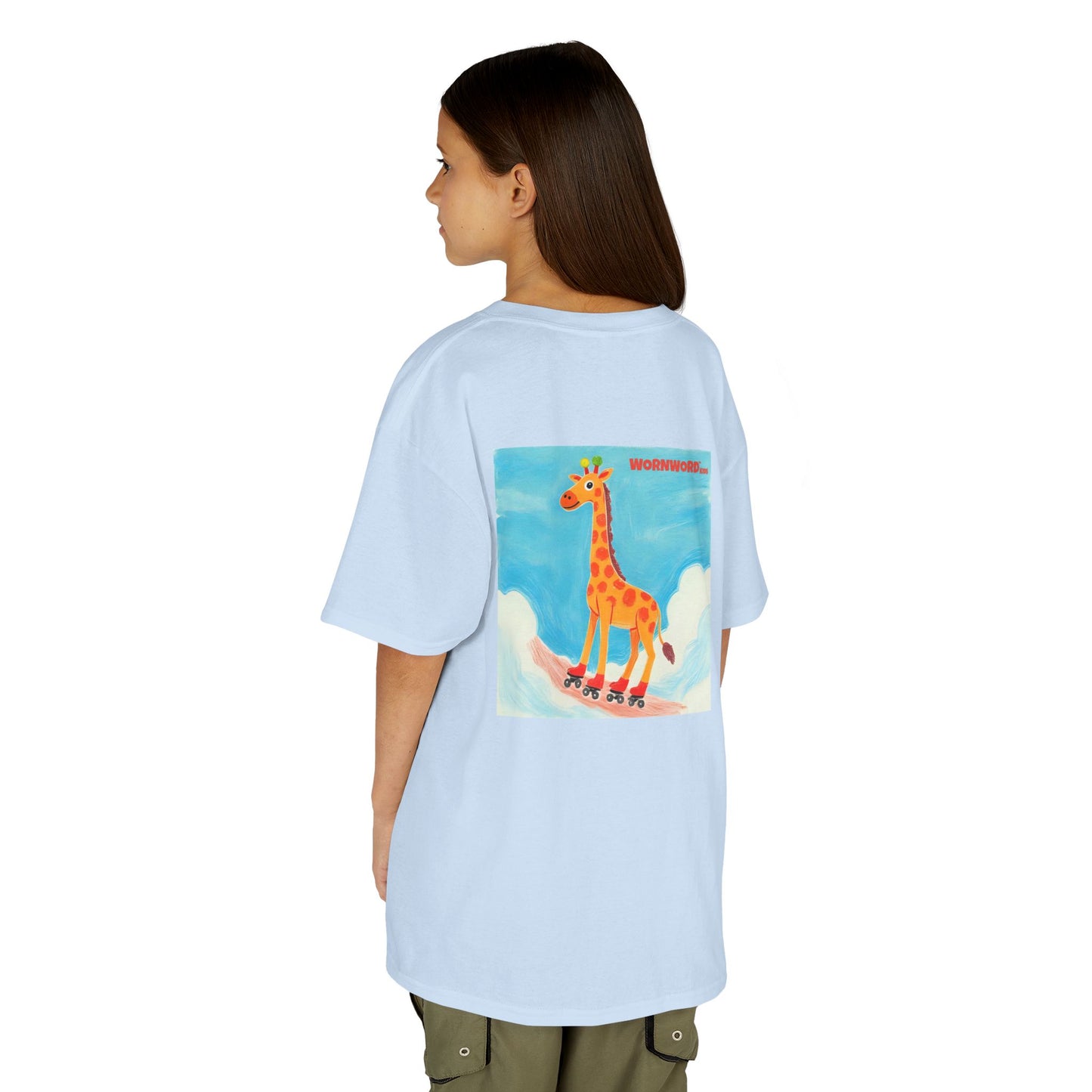 WORNWORD Kids Mid-Weight Tee - Giraffe "Roll High. Dream Bright!"