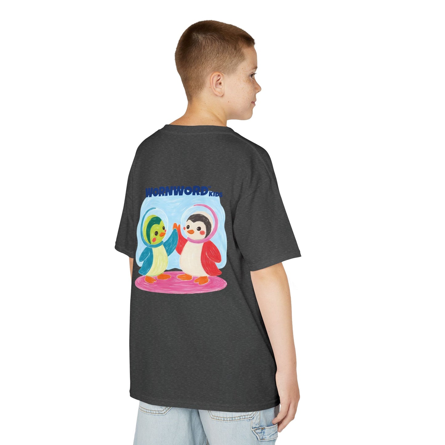 WORNWORD Kids Mid-Weight Tee - Penguin "Space Buddies Forever!"