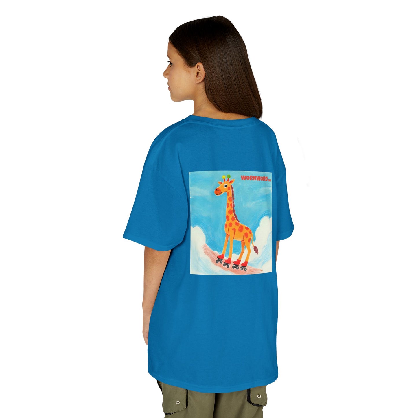 WORNWORD Kids Mid-Weight Tee - Giraffe "Roll High. Dream Bright!"