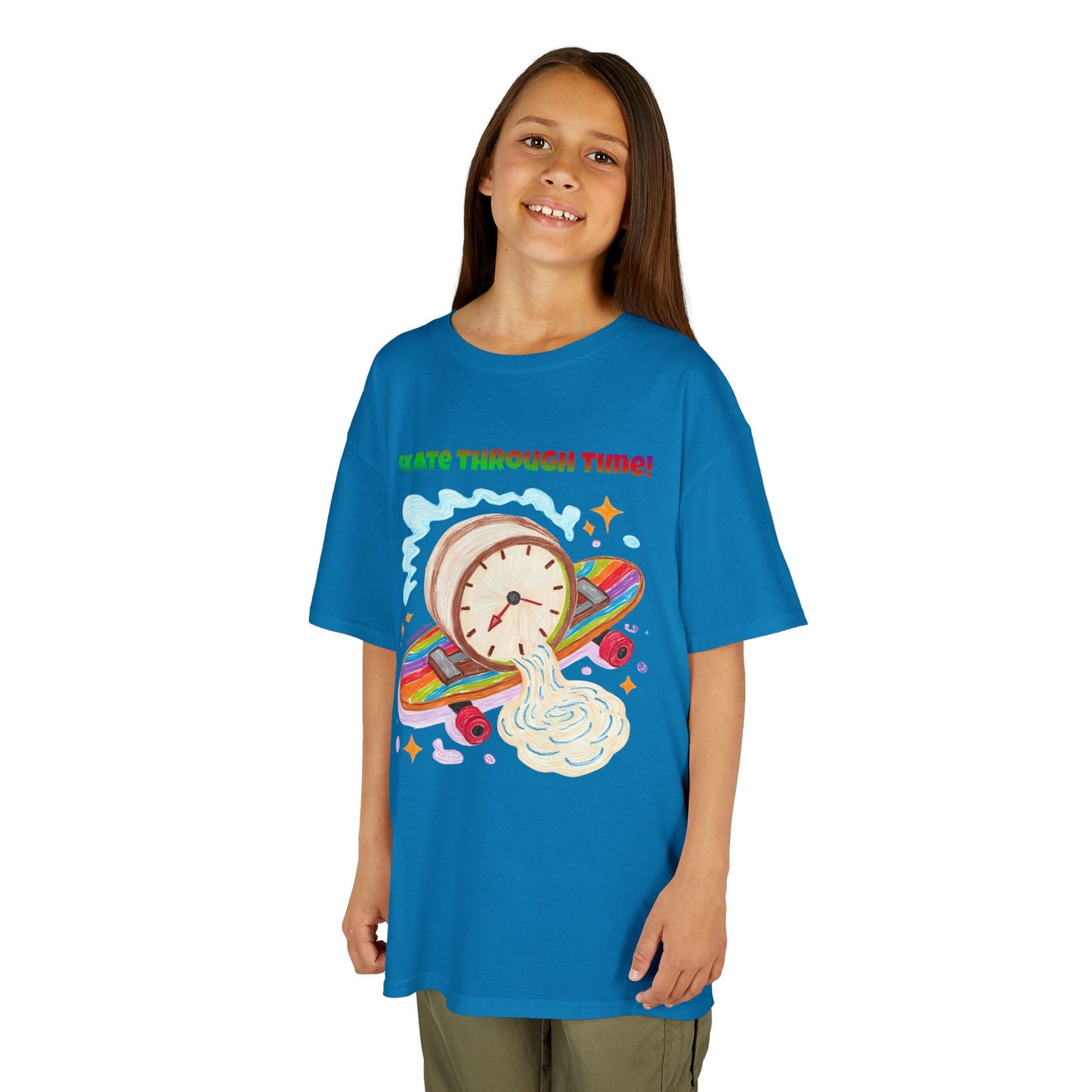 WORNWORD Kids Mid-Weight Tee - Melting Clock “Skate Through Time!”