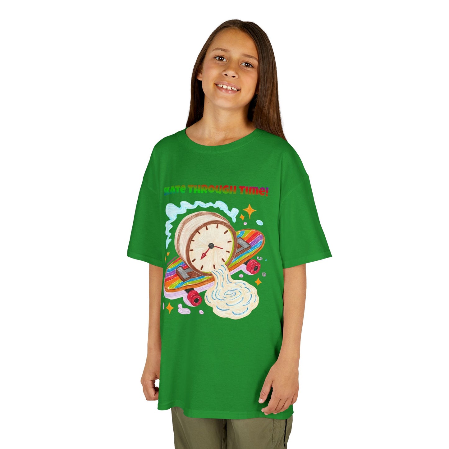 WORNWORD Kids Mid-Weight Tee - Melting Clock “Skate Through Time!”