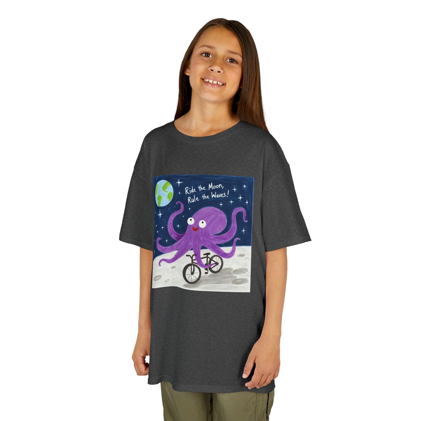 WORNWORD Kids Mid-Weight Tee - Octopus "Ride the Moon. Rule the Waves!"