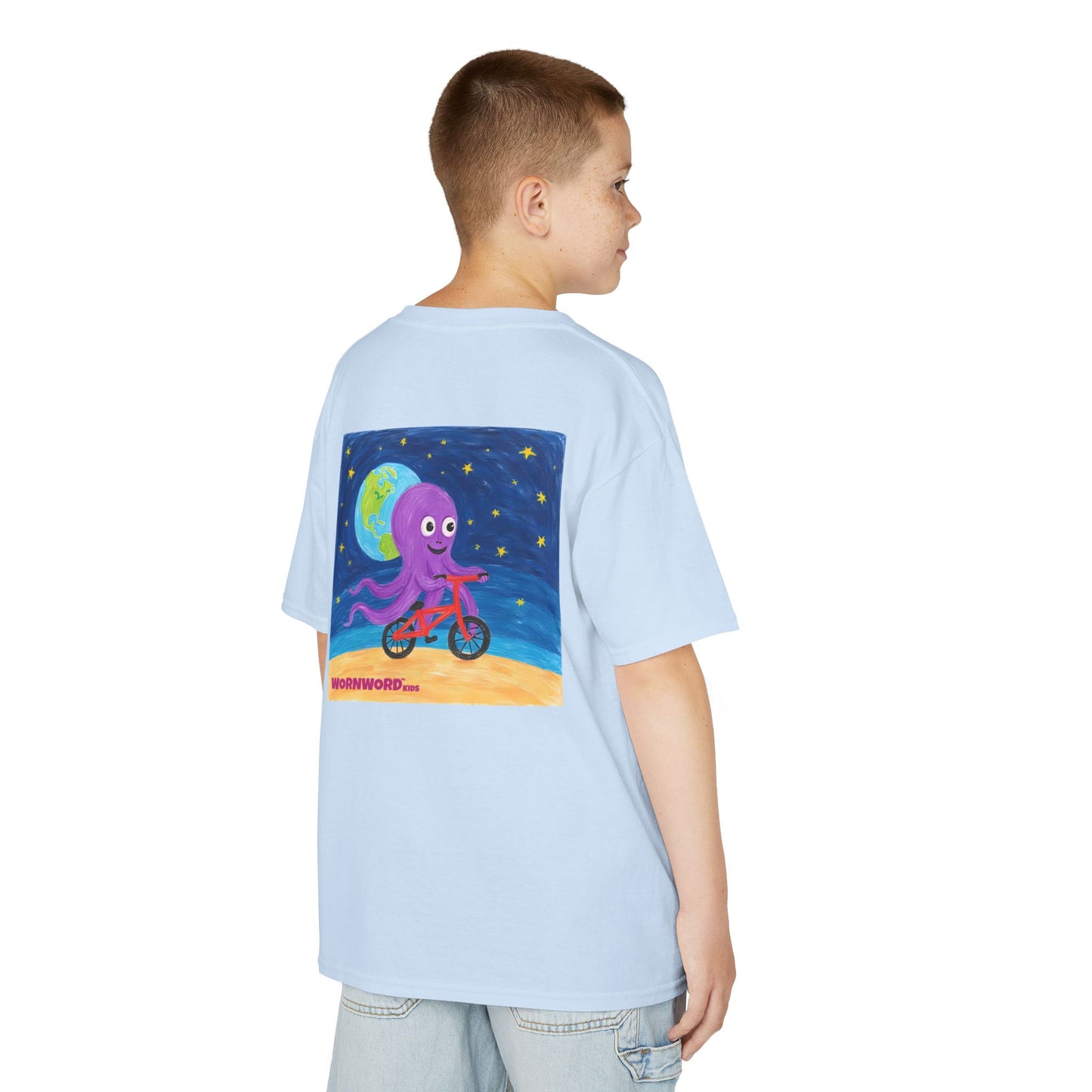 WORNWORD Kids Mid-Weight Tee - Octopus "Ride the Moon. Rule the Waves!"