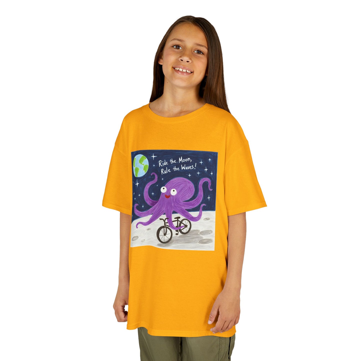 WORNWORD Kids Mid-Weight Tee - Octopus "Ride the Moon. Rule the Waves!"