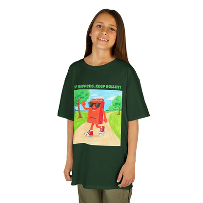 WORNWORD Kids Mid-Weight Tee - Walking Juice Box “Sip Happens. Keep Rollin’!