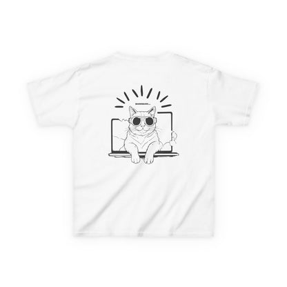 WORNWORD Kids™ Youth Mid-Weight Tee - Cyber Cat "Glitch Mode: On"