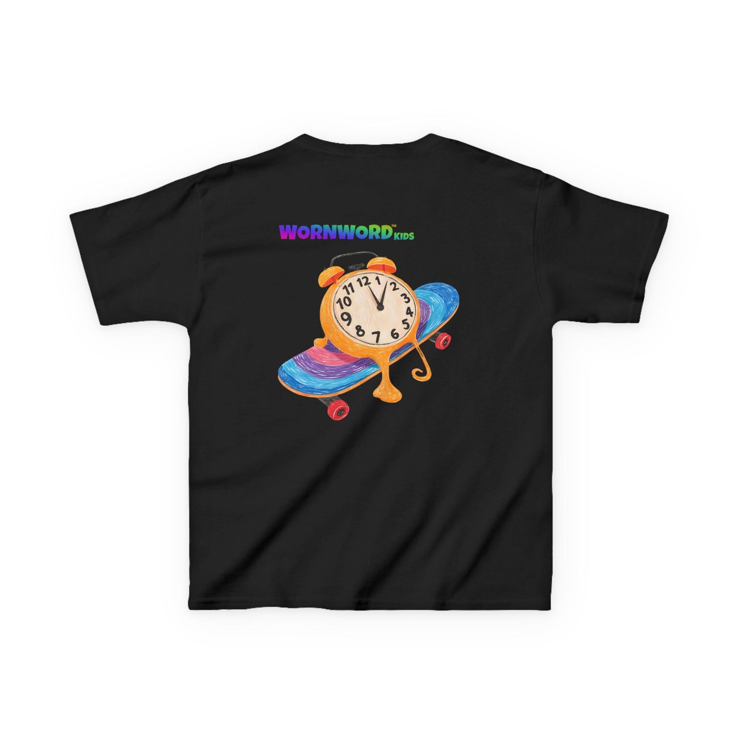 WORNWORD Kids Mid-Weight Tee - Melting Clock “Skate Through Time!”