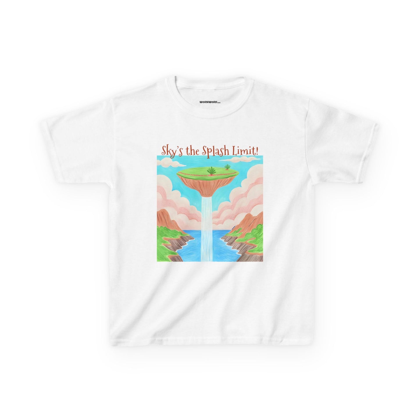 WORNWORD Kids Mid-Weight Tee - Waterfall Islands “Sky’s the Splash Limit!”