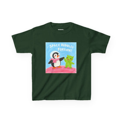 WORNWORD Kids Mid-Weight Tee - Penguin "Space Buddies Forever!"