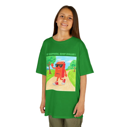 WORNWORD Kids Mid-Weight Tee - Walking Juice Box “Sip Happens. Keep Rollin’!