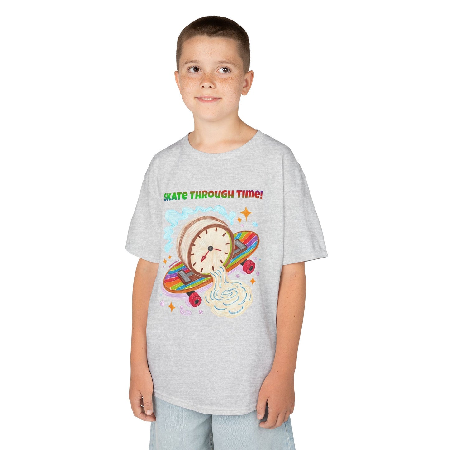 WORNWORD Kids Mid-Weight Tee - Melting Clock “Skate Through Time!”