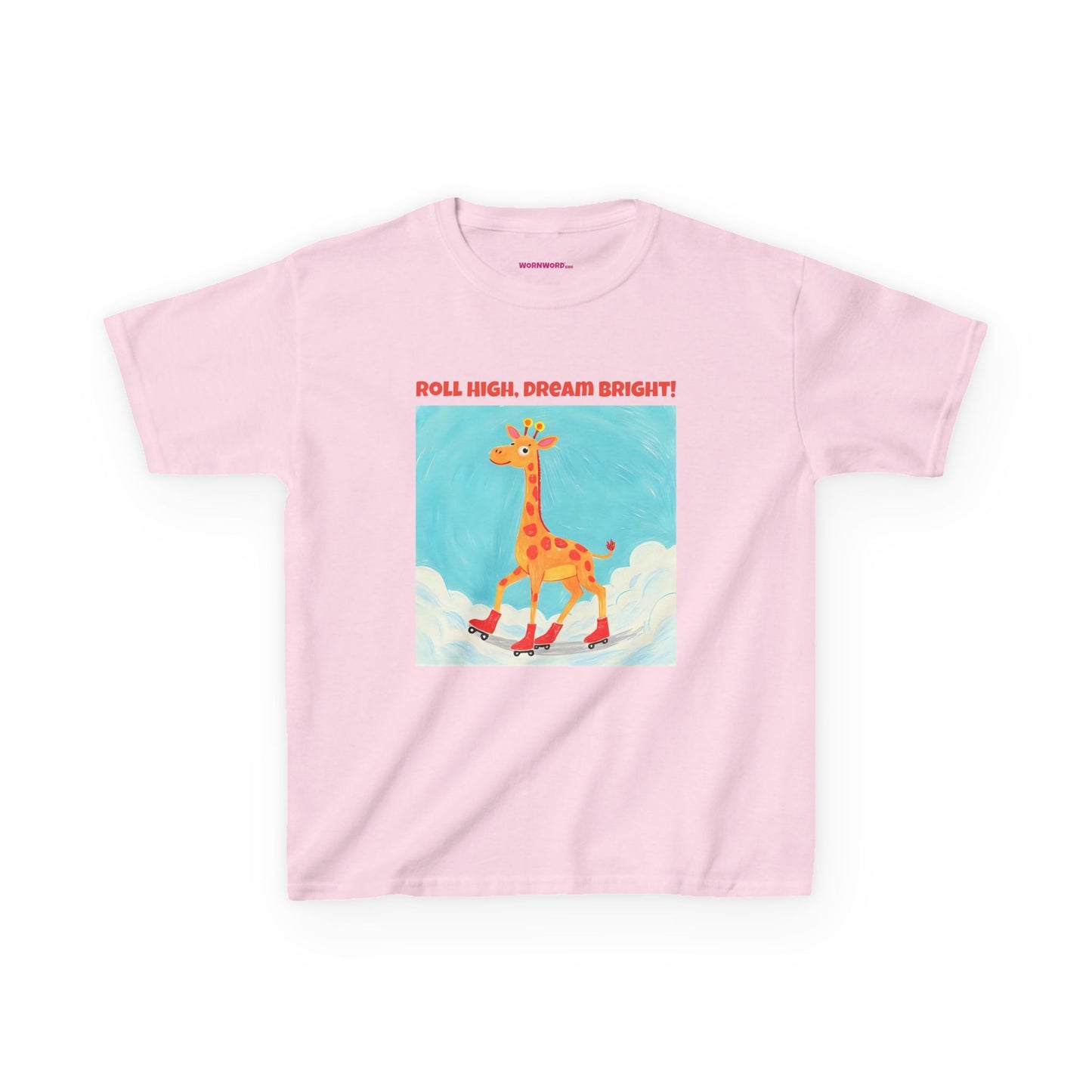 WORNWORD Kids Mid-Weight Tee - Giraffe "Roll High. Dream Bright!"