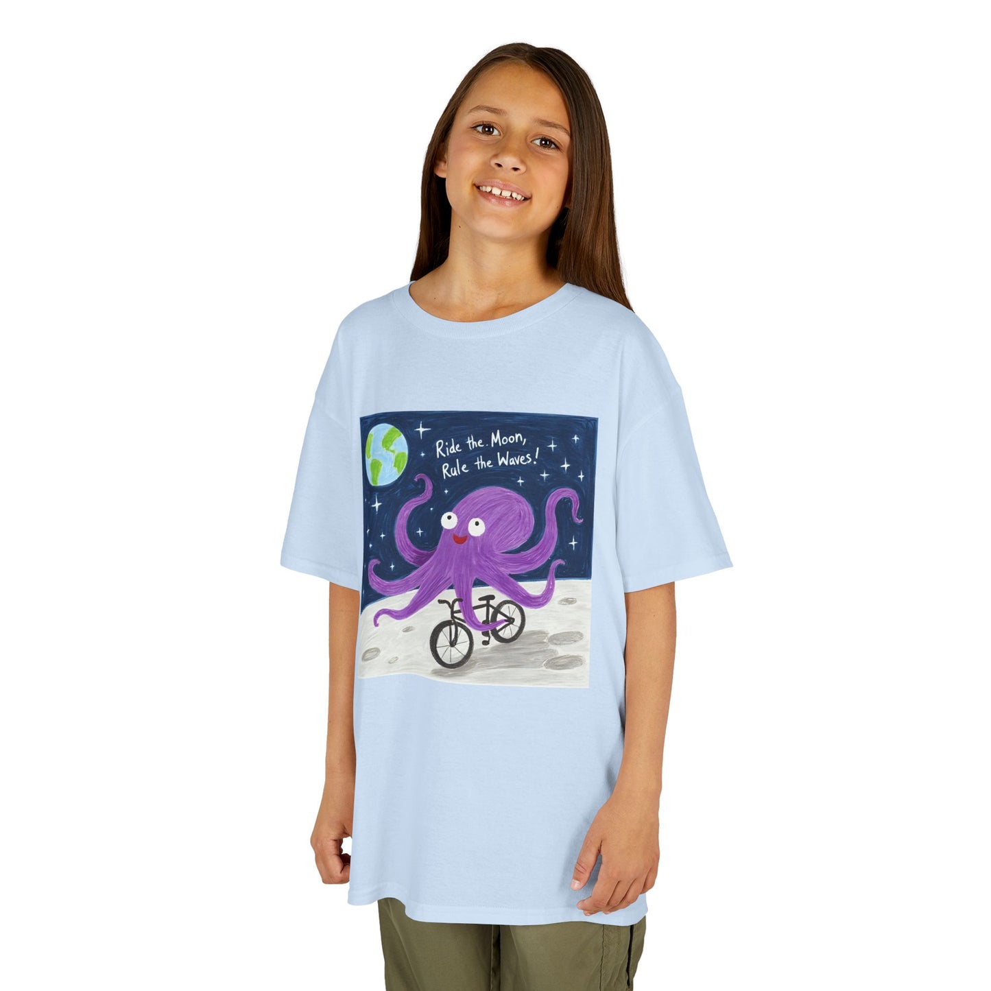 WORNWORD Kids Mid-Weight Tee - Octopus "Ride the Moon. Rule the Waves!"
