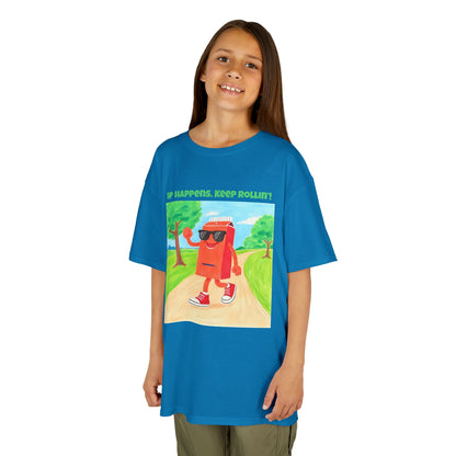 WORNWORD Kids Mid-Weight Tee - Walking Juice Box “Sip Happens. Keep Rollin’!