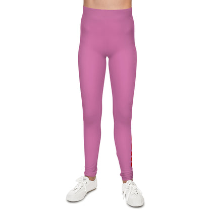 WORNWORD Kids™ ColorVibeZ™ Youth Leggings - Pink with Red Script