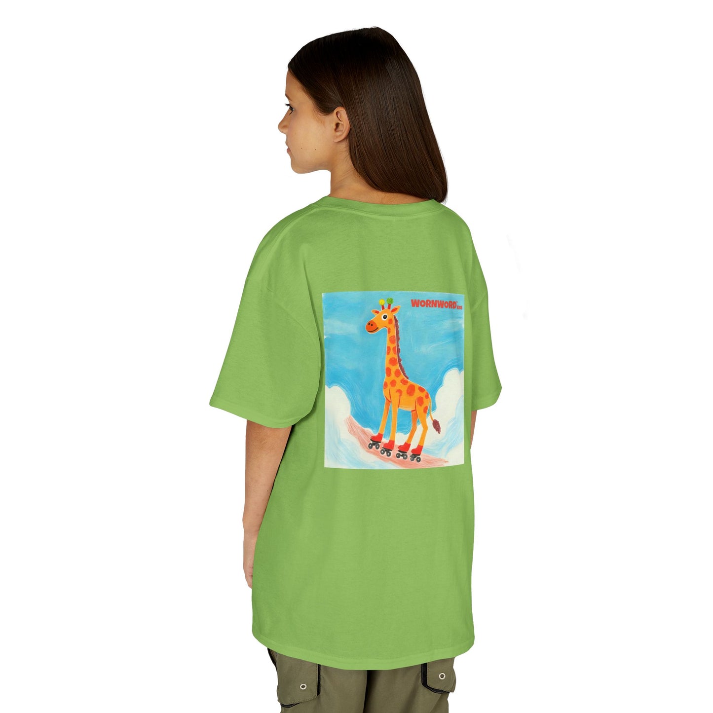 WORNWORD Kids Mid-Weight Tee - Giraffe "Roll High. Dream Bright!"