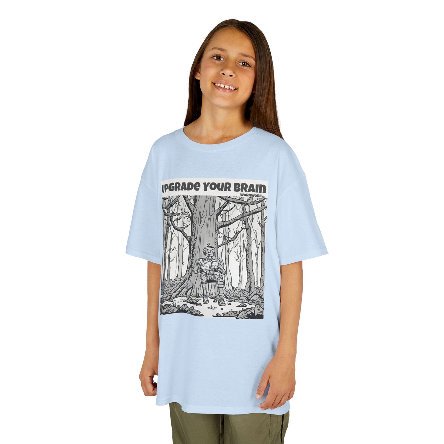 WORNWORD Kids™ Youth Mid-Weight Tee - Robot "Upgrade Your Brain"