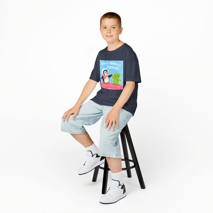 WORNWORD Kids Mid-Weight Tee - Penguin "Space Buddies Forever!"