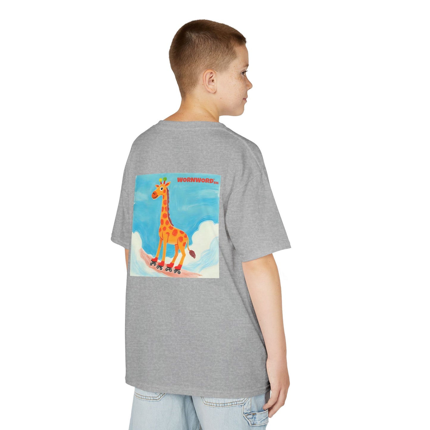 WORNWORD Kids Mid-Weight Tee - Giraffe "Roll High. Dream Bright!"