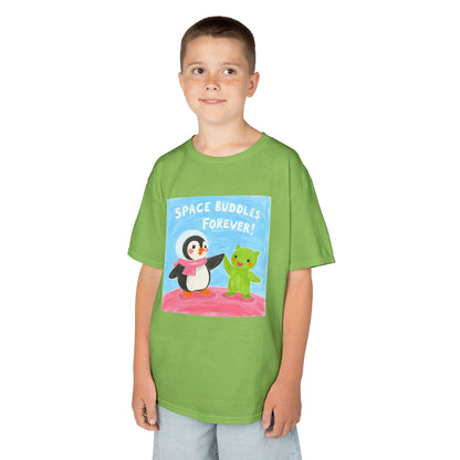 WORNWORD Kids Mid-Weight Tee - Penguin "Space Buddies Forever!"
