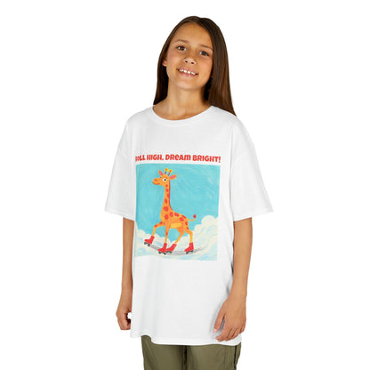 WORNWORD Kids Mid-Weight Tee - Giraffe "Roll High. Dream Bright!"