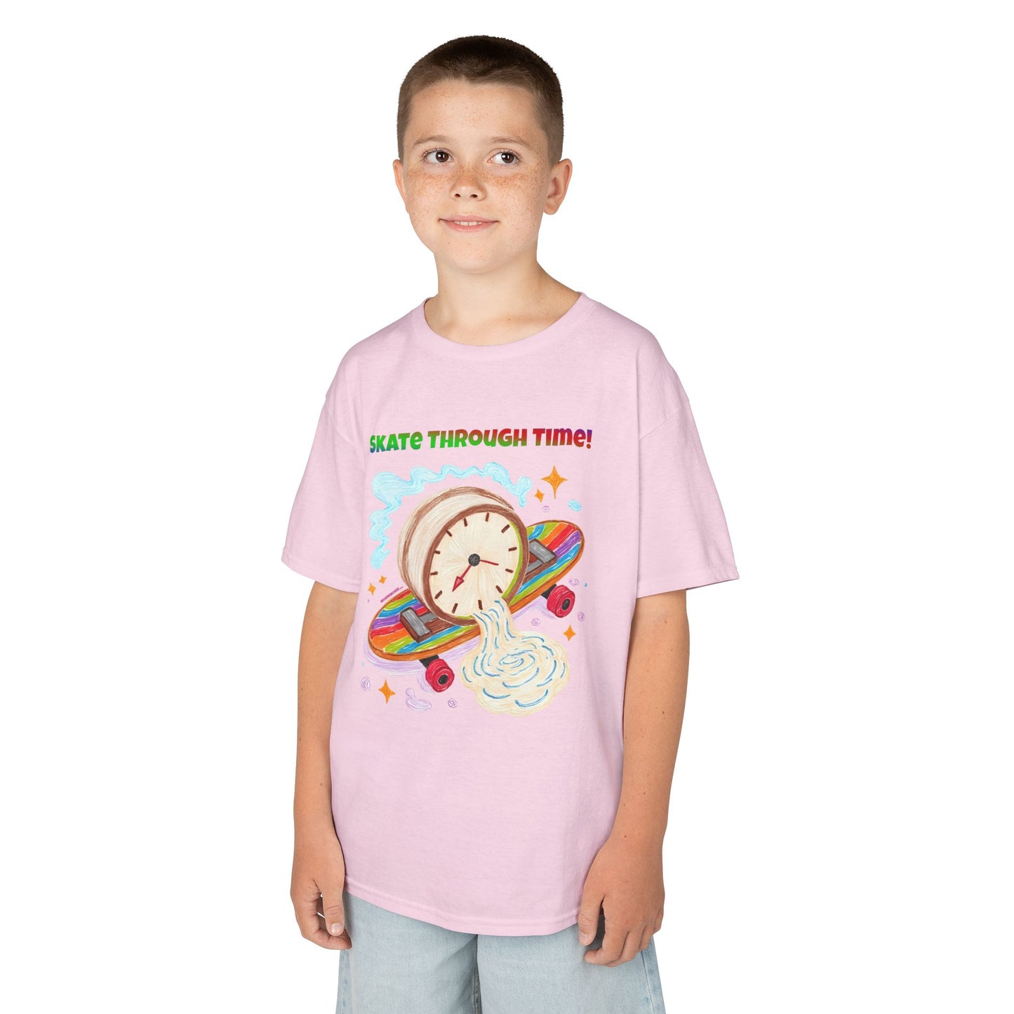 WORNWORD Kids Mid-Weight Tee - Melting Clock “Skate Through Time!”
