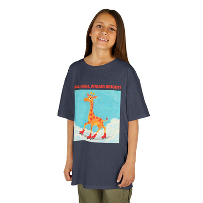 WORNWORD Kids Mid-Weight Tee - Giraffe "Roll High. Dream Bright!"
