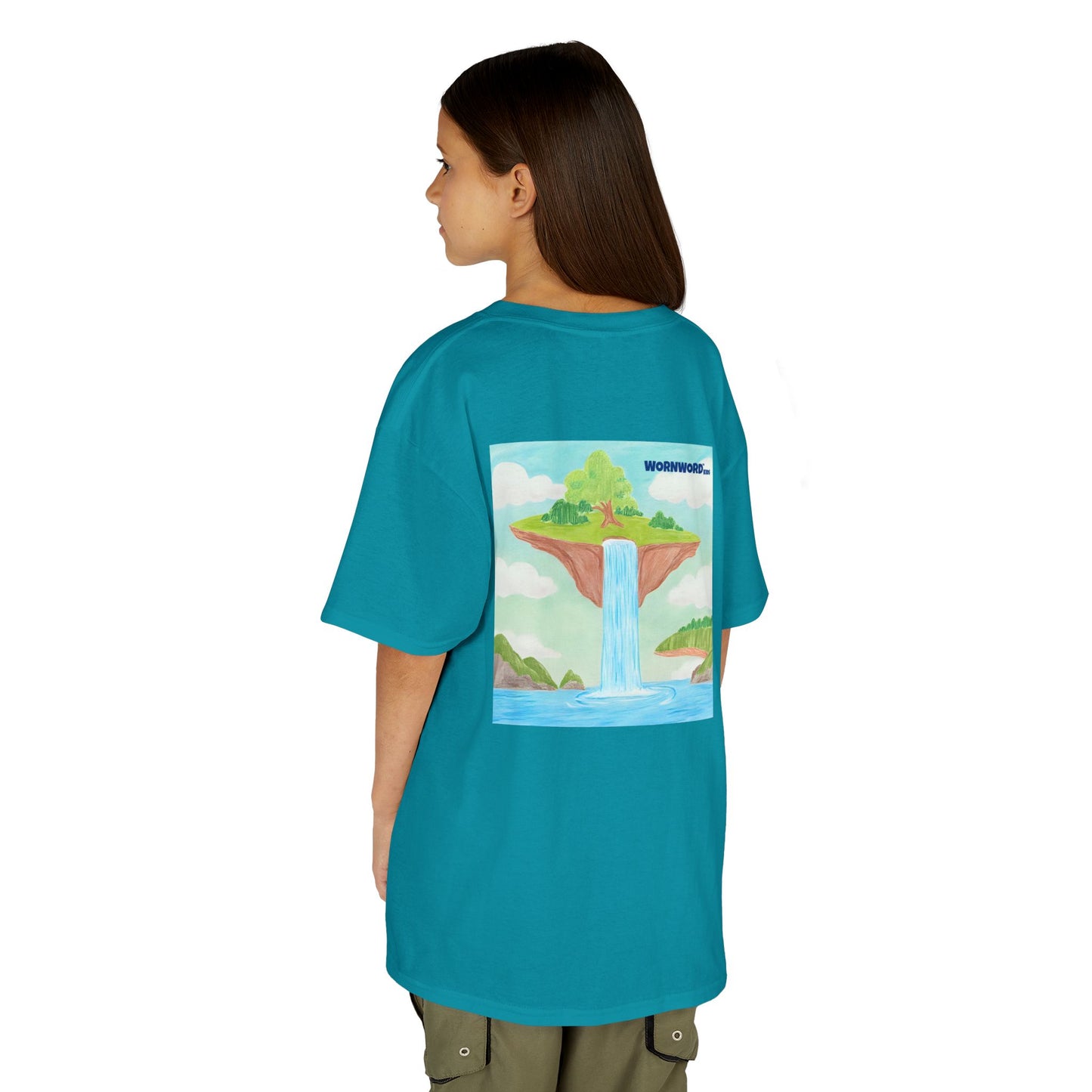 WORNWORD Kids Mid-Weight Tee - Waterfall Islands “Sky’s the Splash Limit!”