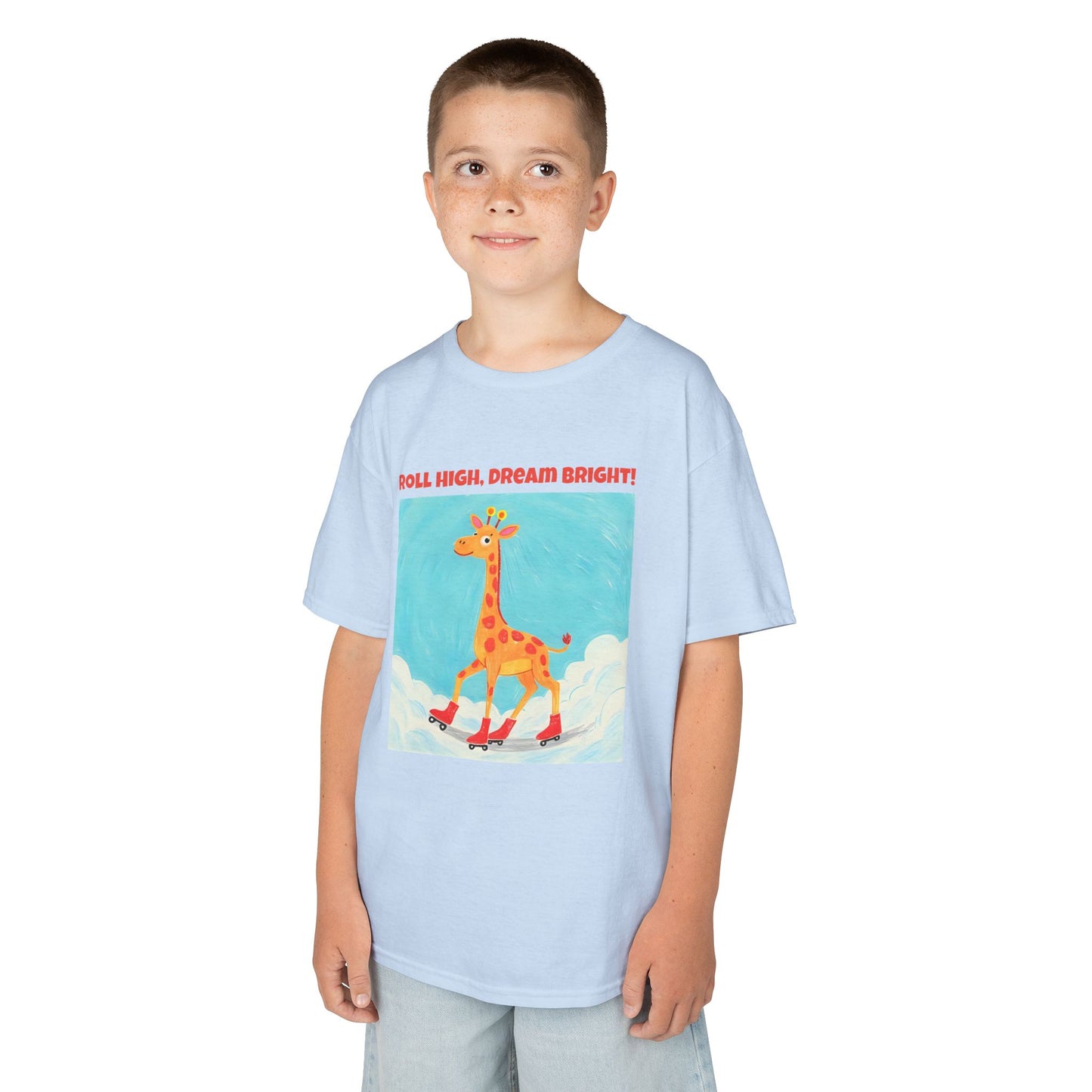 WORNWORD Kids Mid-Weight Tee - Giraffe "Roll High. Dream Bright!"