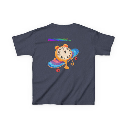WORNWORD Kids Mid-Weight Tee - Melting Clock “Skate Through Time!”