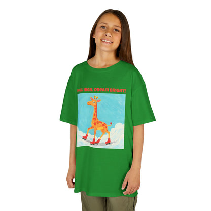 WORNWORD Kids Mid-Weight Tee - Giraffe "Roll High. Dream Bright!"
