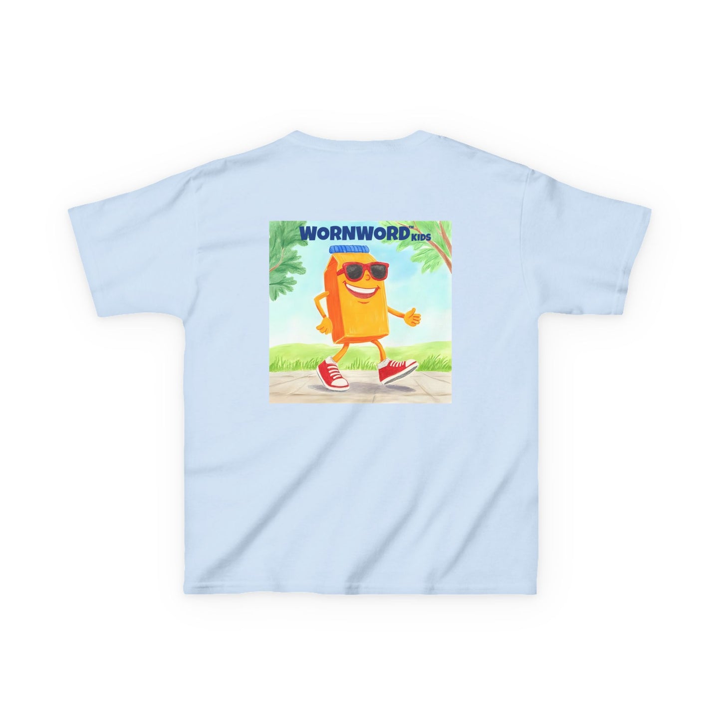 WORNWORD Kids Mid-Weight Tee - Walking Juice Box “Sip Happens. Keep Rollin’!