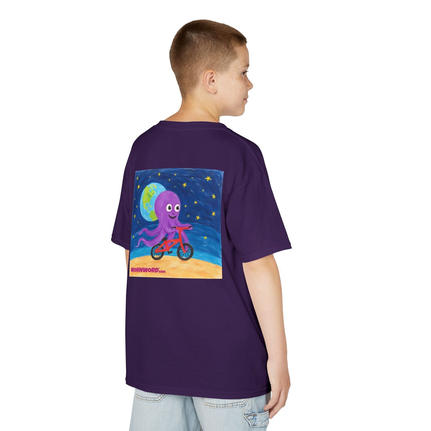 WORNWORD Kids Mid-Weight Tee - Octopus "Ride the Moon. Rule the Waves!"
