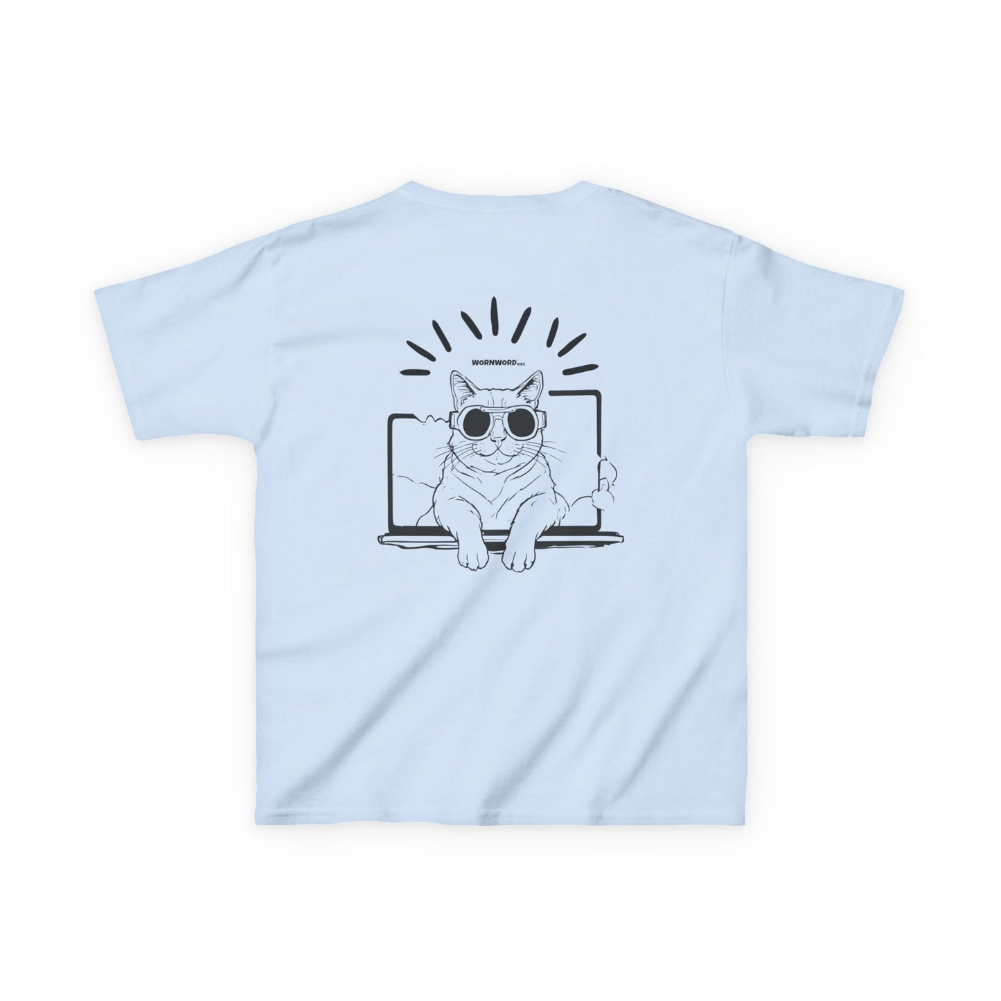 WORNWORD Kids™ Youth Mid-Weight Tee - Cyber Cat "Glitch Mode: On"