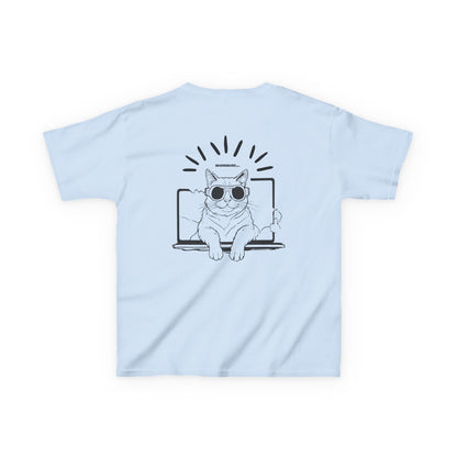 WORNWORD Kids™ Youth Mid-Weight Tee - Cyber Cat "Glitch Mode: On"