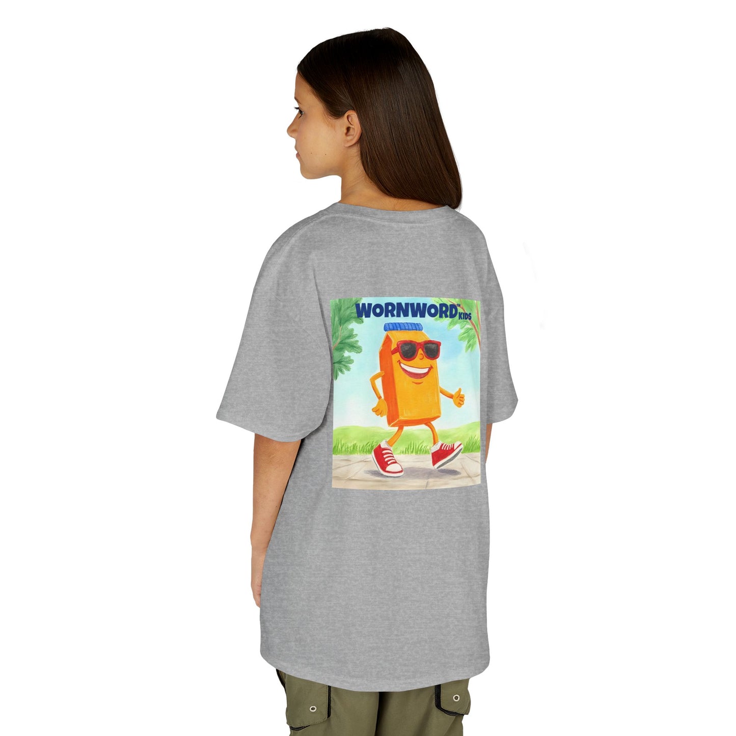 WORNWORD Kids Mid-Weight Tee - Walking Juice Box “Sip Happens. Keep Rollin’!