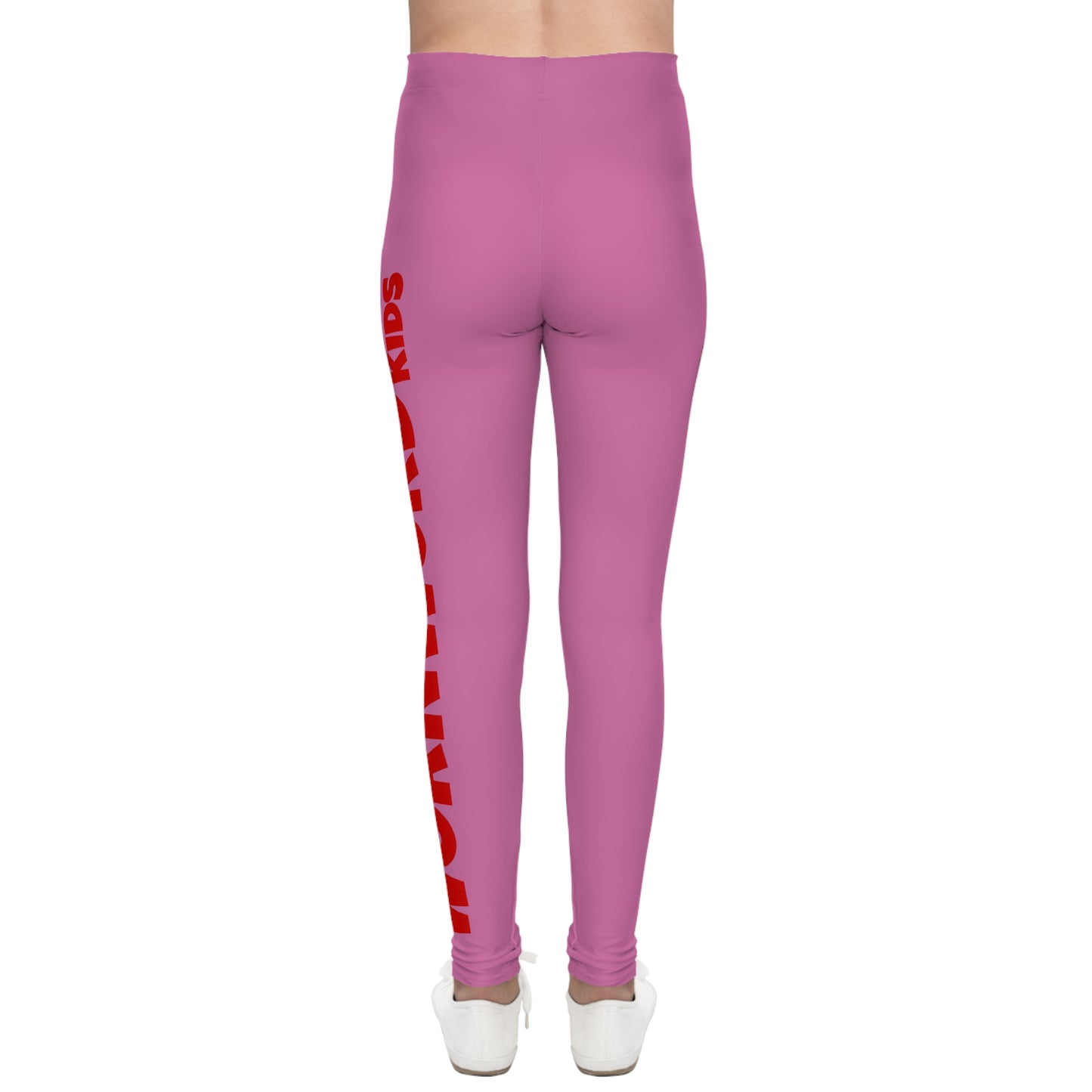 WORNWORD Kids™ ColorVibeZ™ Youth Leggings - Pink with Red Script