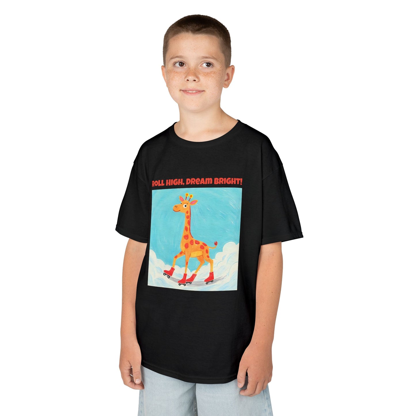 WORNWORD Kids Mid-Weight Tee - Giraffe "Roll High. Dream Bright!"