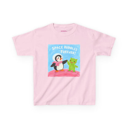 WORNWORD Kids Mid-Weight Tee - Penguin "Space Buddies Forever!"