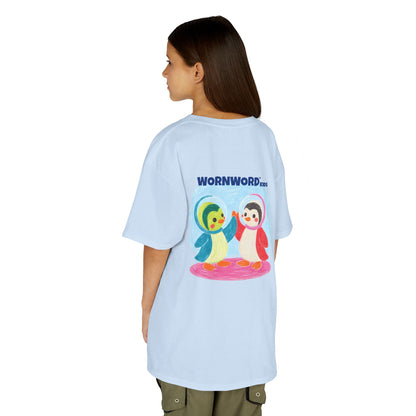 WORNWORD Kids Mid-Weight Tee - Penguin "Space Buddies Forever!"