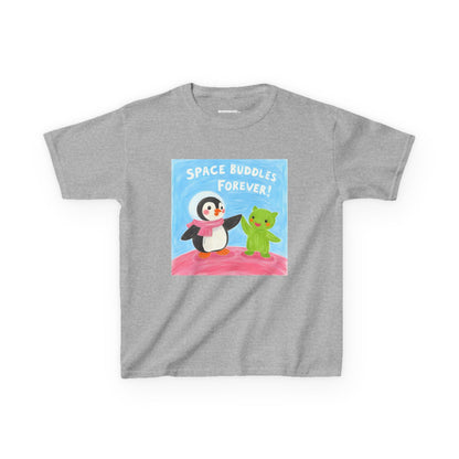 WORNWORD Kids Mid-Weight Tee - Penguin "Space Buddies Forever!"