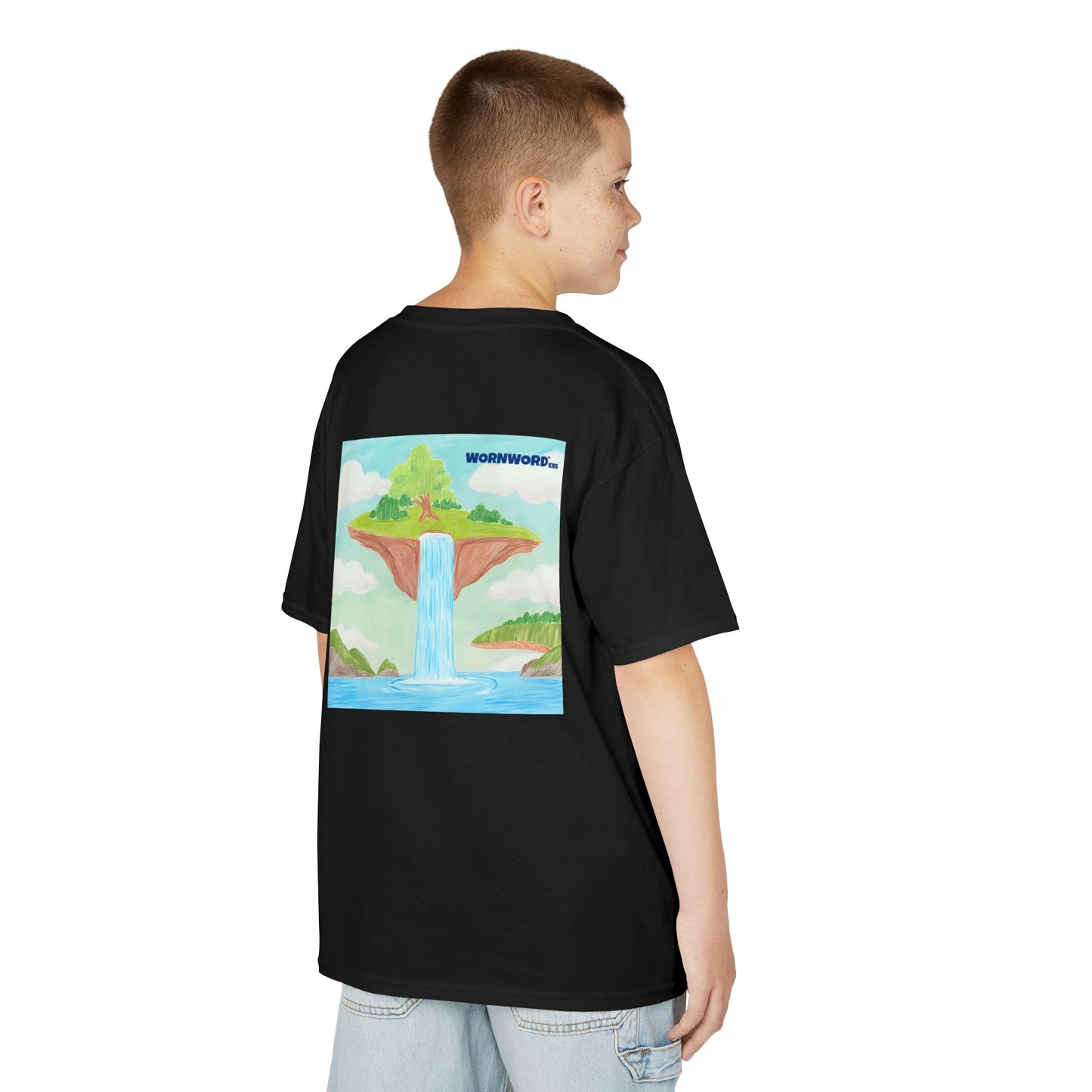 WORNWORD Kids Mid-Weight Tee - Waterfall Islands “Sky’s the Splash Limit!”