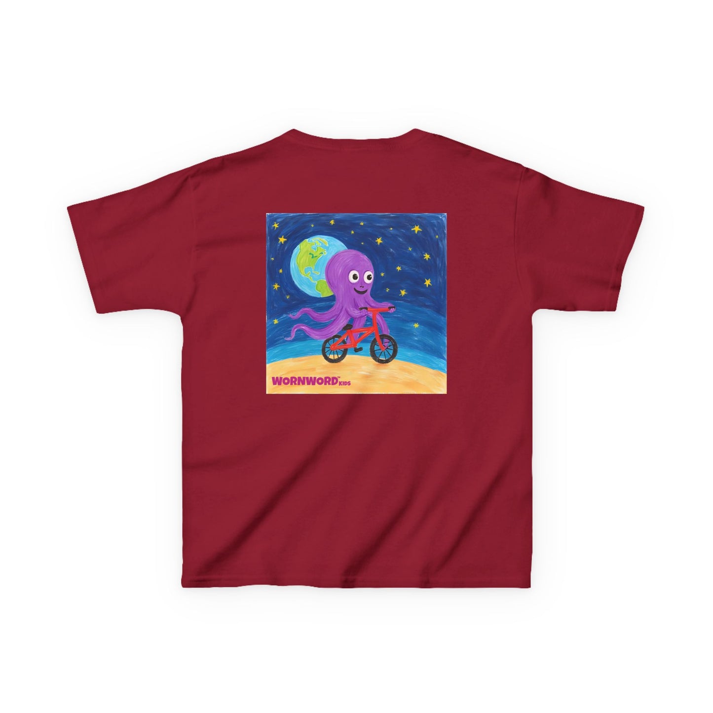 WORNWORD Kids Mid-Weight Tee - Octopus "Ride the Moon. Rule the Waves!"