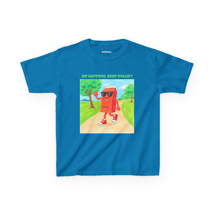 WORNWORD Kids Mid-Weight Tee - Walking Juice Box “Sip Happens. Keep Rollin’!